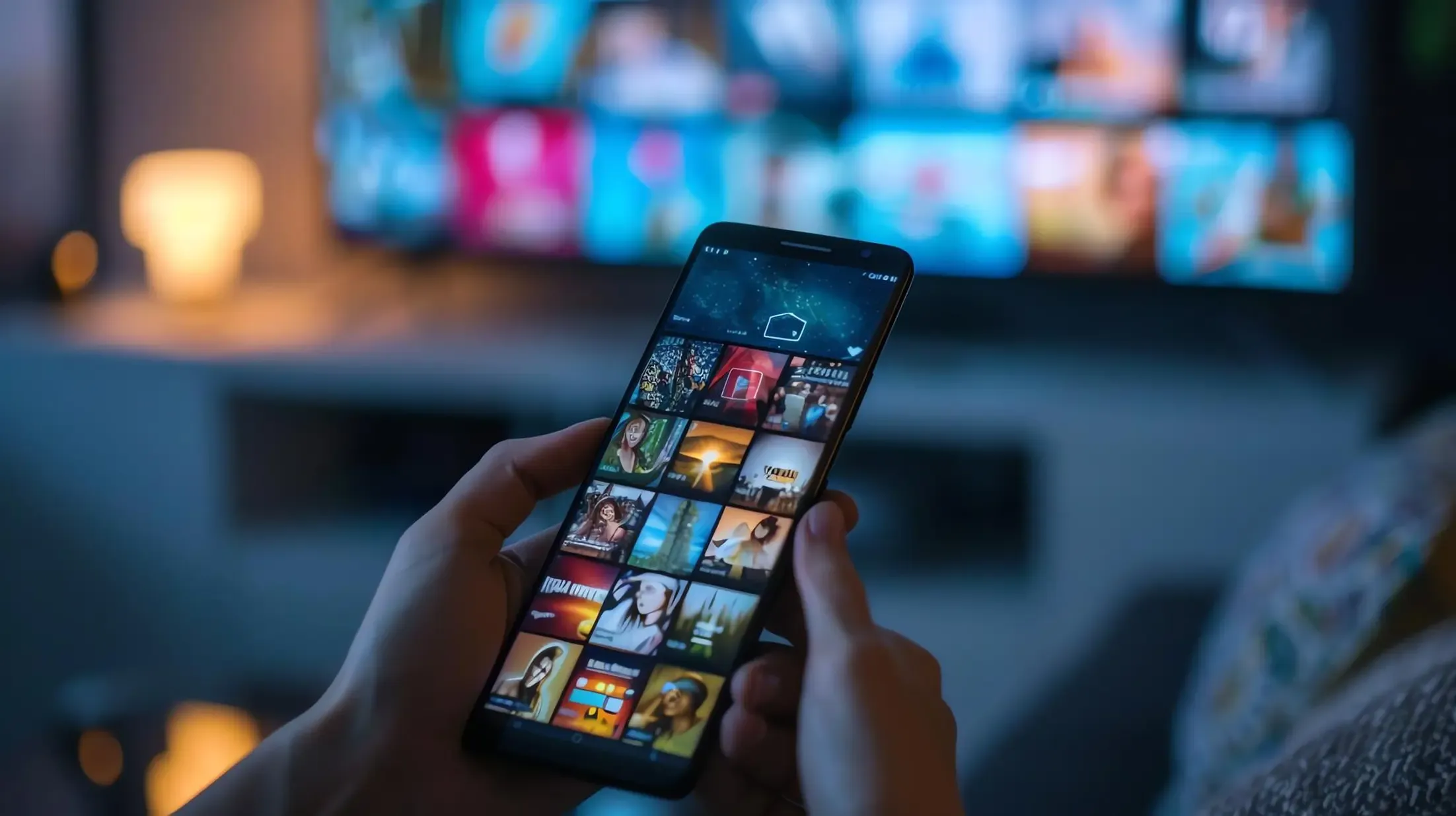 Streaming device showing content grid
